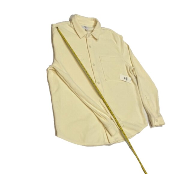 Mode of One Men Long Sleeve Knit Snap Front Shirt Soft Vanilla Size L - Picture 6 of 6